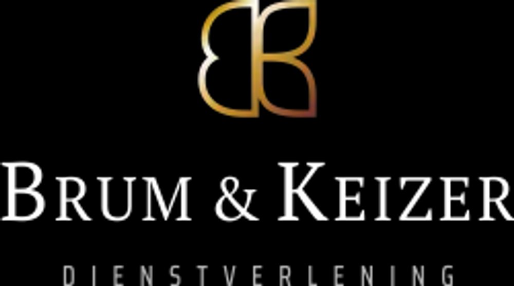 Brum en Keizer wordmark met monogram en Dienstverlening tagline
