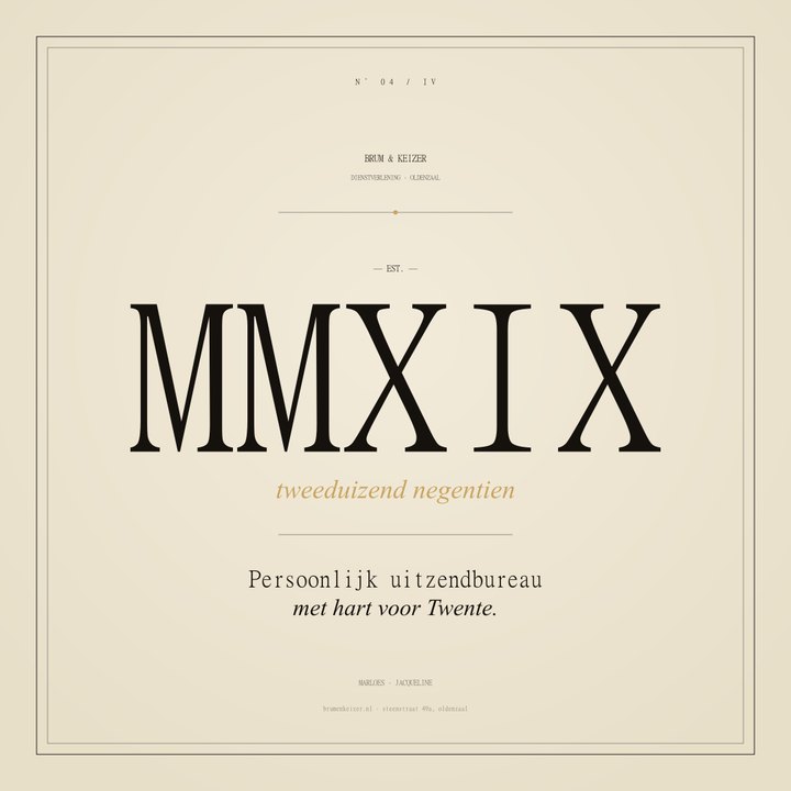 Brum en Keizer poster N° 04, heritage MMXIX persoonlijk uitzendbureau met hart voor Twente