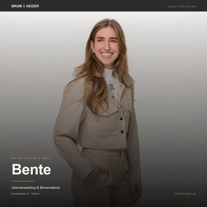 Brum en Keizer social post Maak kennis met Bente